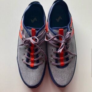 Forsake Acadia Navy Blue Orange Leather Hiking Sneakers Shoes